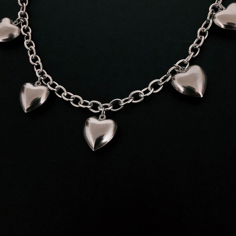 Heart Shape Designs Clavicle Necklace Love Heart Pendant Neckchains for Women Long Chains Collar Choker Party Jewelry