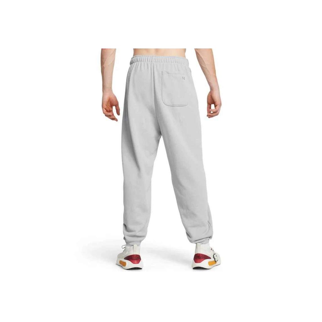Under Armour Icon Hwt Terry Letter Print Breathable Comfortable Mid Waist Casual Pants Men Pants Light-Gray 1386551-011