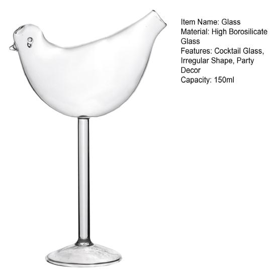 Nostalgie Bird Cocktail Glass, with Stable Base, 150ml Capacity Drinking Elegant And Versatile Wine Glass for Party Wedding
