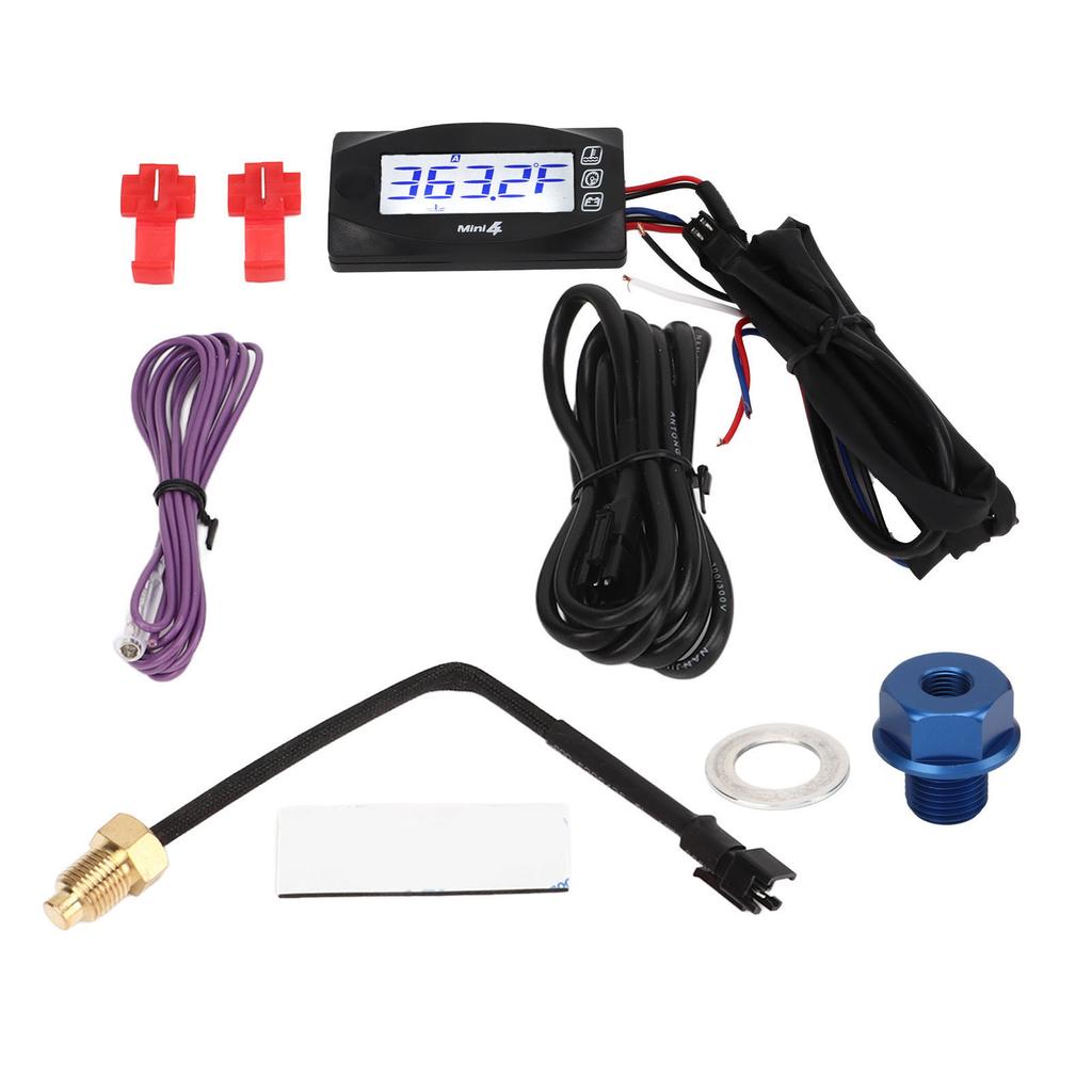 4 In 1 Motorcycle Thermometer LCD Digital Oil Temperature Time Voltage Speed Display Meter DC12V