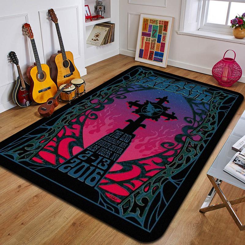 B-Black Sabbath Logo Gedruckter Teppich Mode Yogamatte Rutschfester Teppich Schlafzimmerdekoration Außenteppich Schlafzimmer Geburtstagsgeschenk