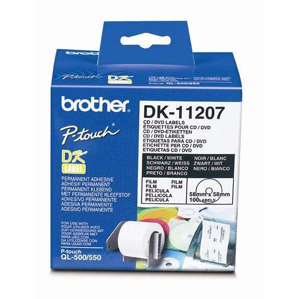 Étiquettes CD/DVD Brother - DK11207 - Blanc - Compatible QL500/550