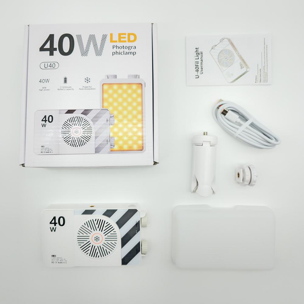

Video light 40W portable camera light CRI 95+ 2500-9000K LED panel digital photography lighting device used for YouTube TikTok