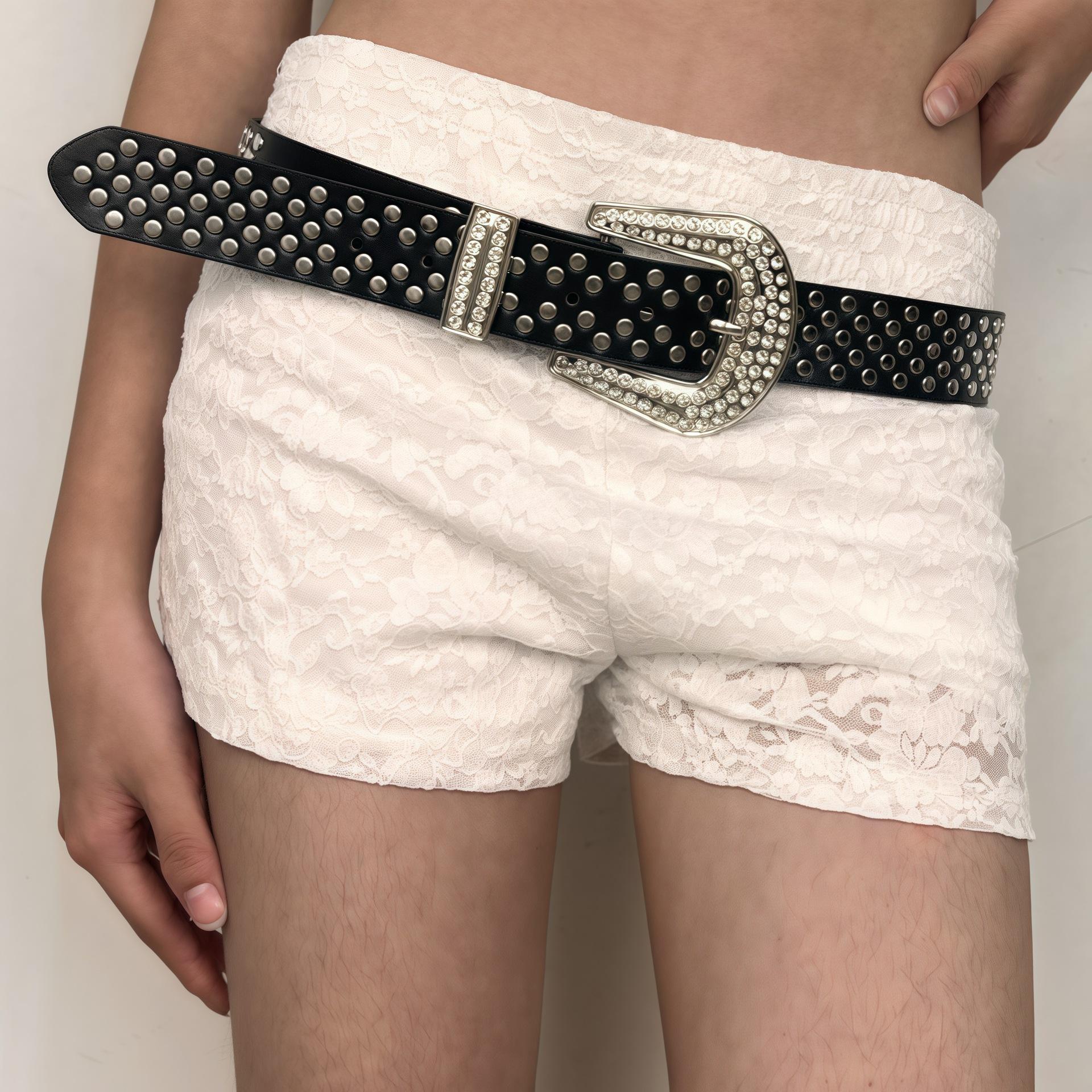 

Новый панк-ремень с заклепками-конусами, ремешком из искусственной кожи в вьетнамском нишевом стиле и универсальным поясным аксессуаром 120cm