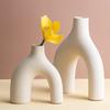 Special-Shaped Plain-Fired Ceramic Vase European-Style Simple Hydroponic Flower Arrangement Ornament Living Room Decoration Handicrafts Minimalist