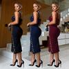C7322 Elegant Slim-Fit Women's Dress with Button Decoration