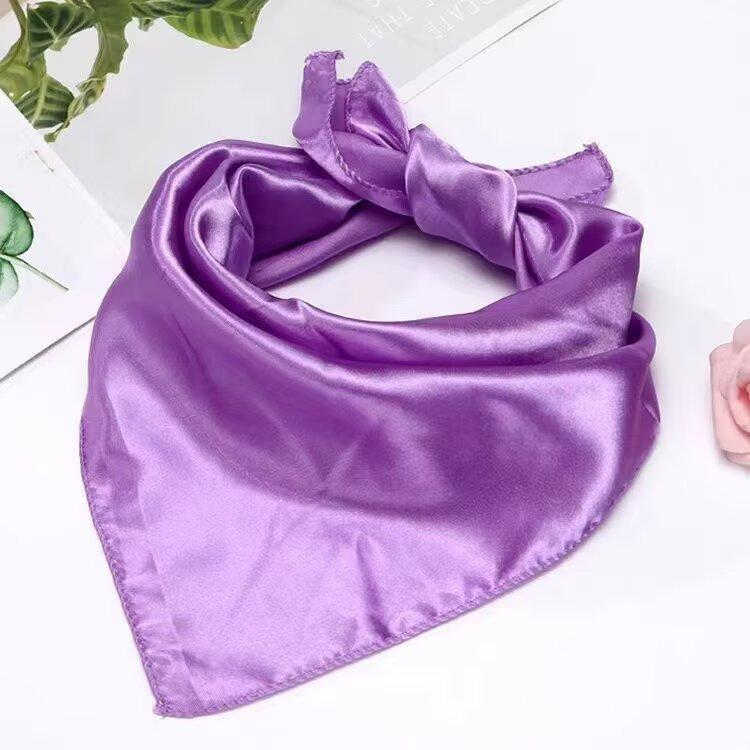 Solid color silk scarf women's thin small square scarf imitation versatile yarn summer multi-functional sunscreen scarf scarf