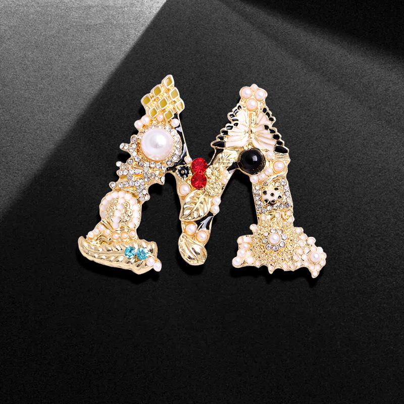 Corsage vintage mode strass perle lettre version coréenne haut de gamme frère Amash broche manteau épingle à vêtements