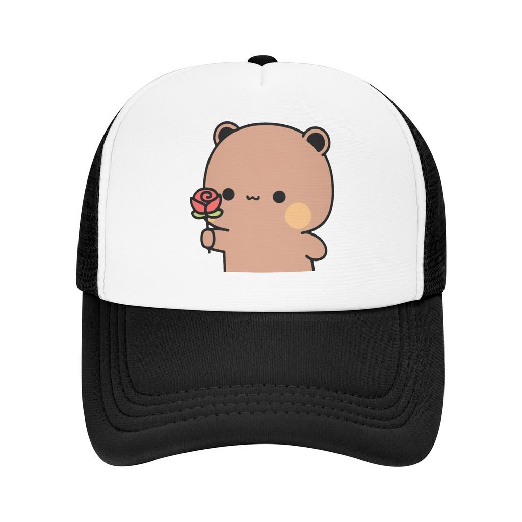Panda And Brownie Bear Couple Active Trucker Hats Unisex Women Bubu and Dudu Dad Hat Sun Caps Dad Hat Breathable Mesh Baseball Cap