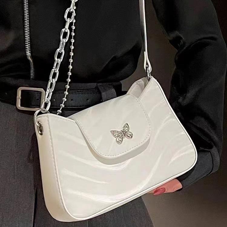Niche Design Underarm Bag, High-End Texture Fashion Versatile Butterfly Shoulder Messenger Bag белый