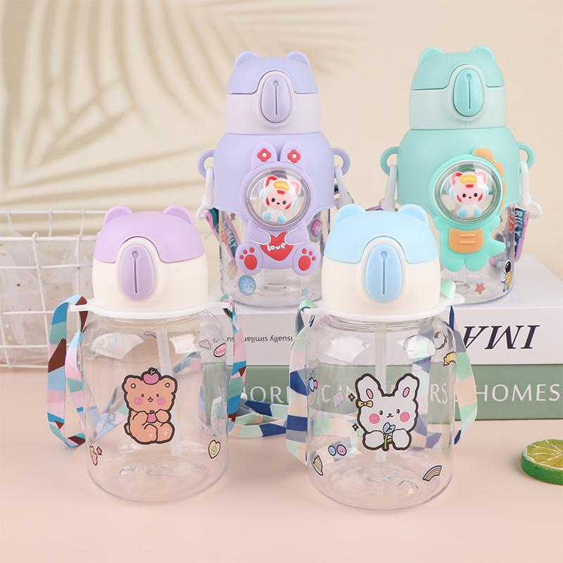 1 Piece 600Ml High-Value Fall-Proof Straw Cup Kawaii Summer Children'S Water Cup Boys And Girls Go To School Baby Kettle