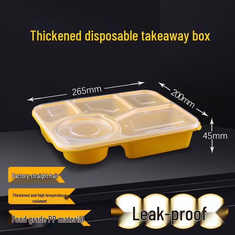 Disposable 5-Compartment Meal Prep Containers