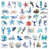 50pcs Hand Drawing Ocean World Stickers Sea Fish Graffiti for Phone Laptop Guitar Travel Luggage Skateboard Car DIY Decals