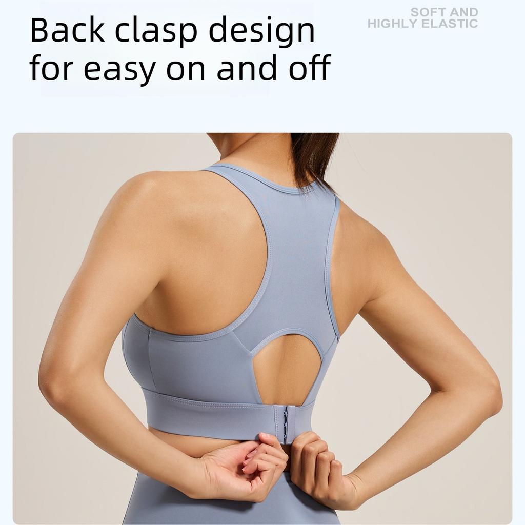 Racerback Clasp Sports Bra for Women High-strength Shockproof Fitness Yoga Sports Bra