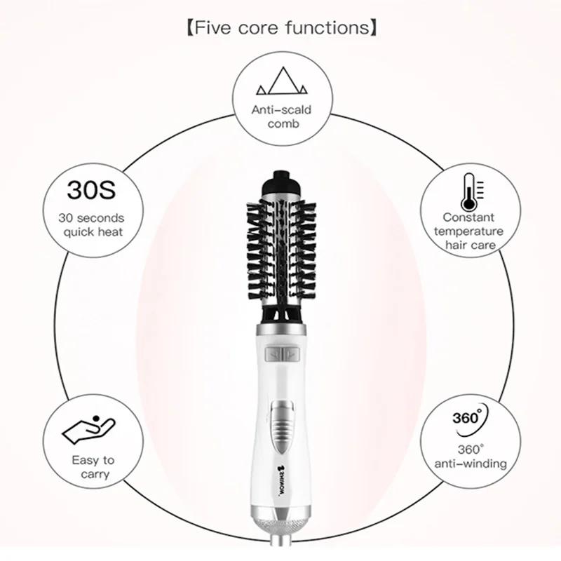 Three-in-one Hair Tools Negative Ion Hot Air Comb Household Multi-function Brush Rotary Hair Dryer Brush