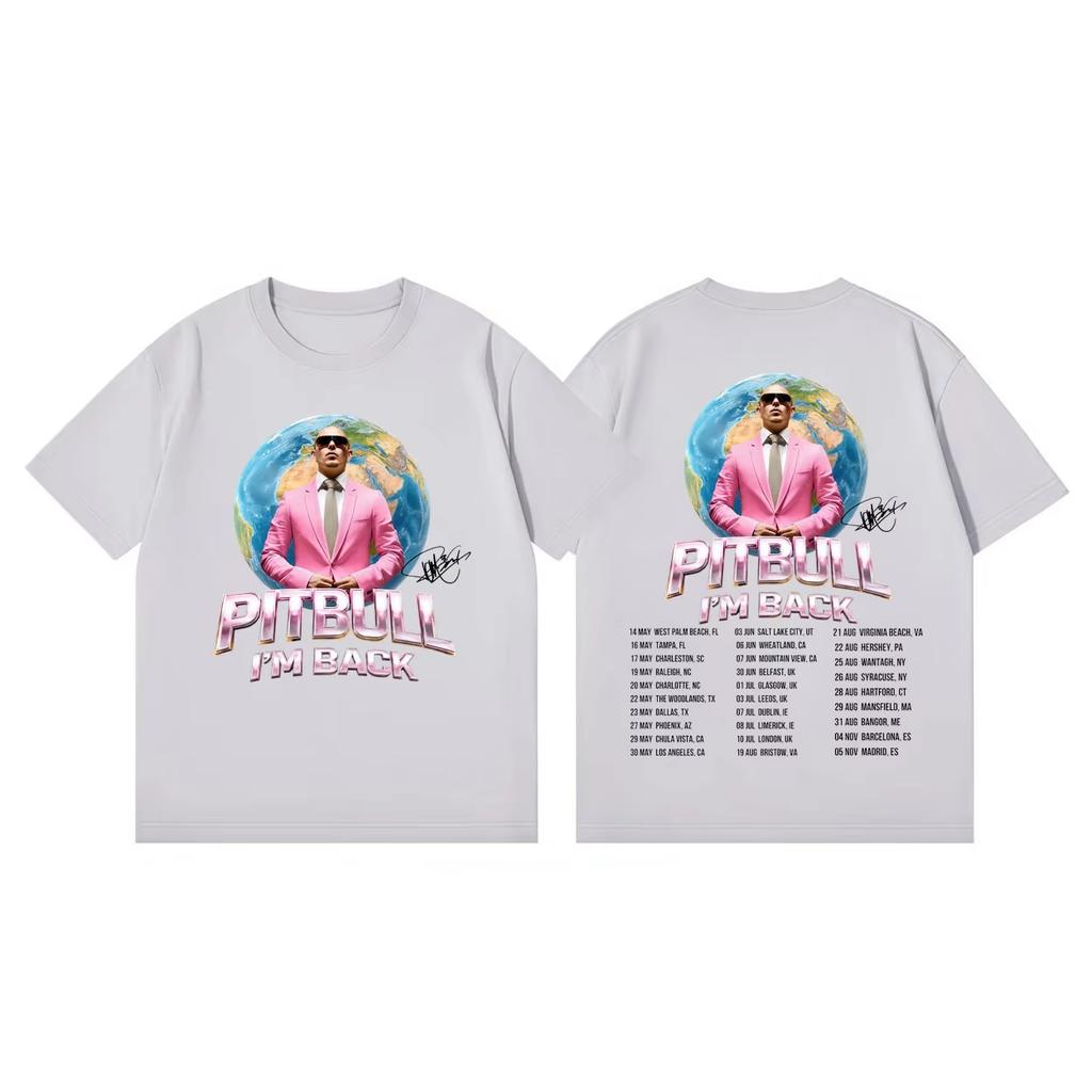 Letnia Moda Modny T-shirt Pitbull Mr.worldwide Jestem Z Powrotem Trasa 2026 Koszulki Graficzne Moda Hip Hop Koszulki z Krótkim Rękawem
