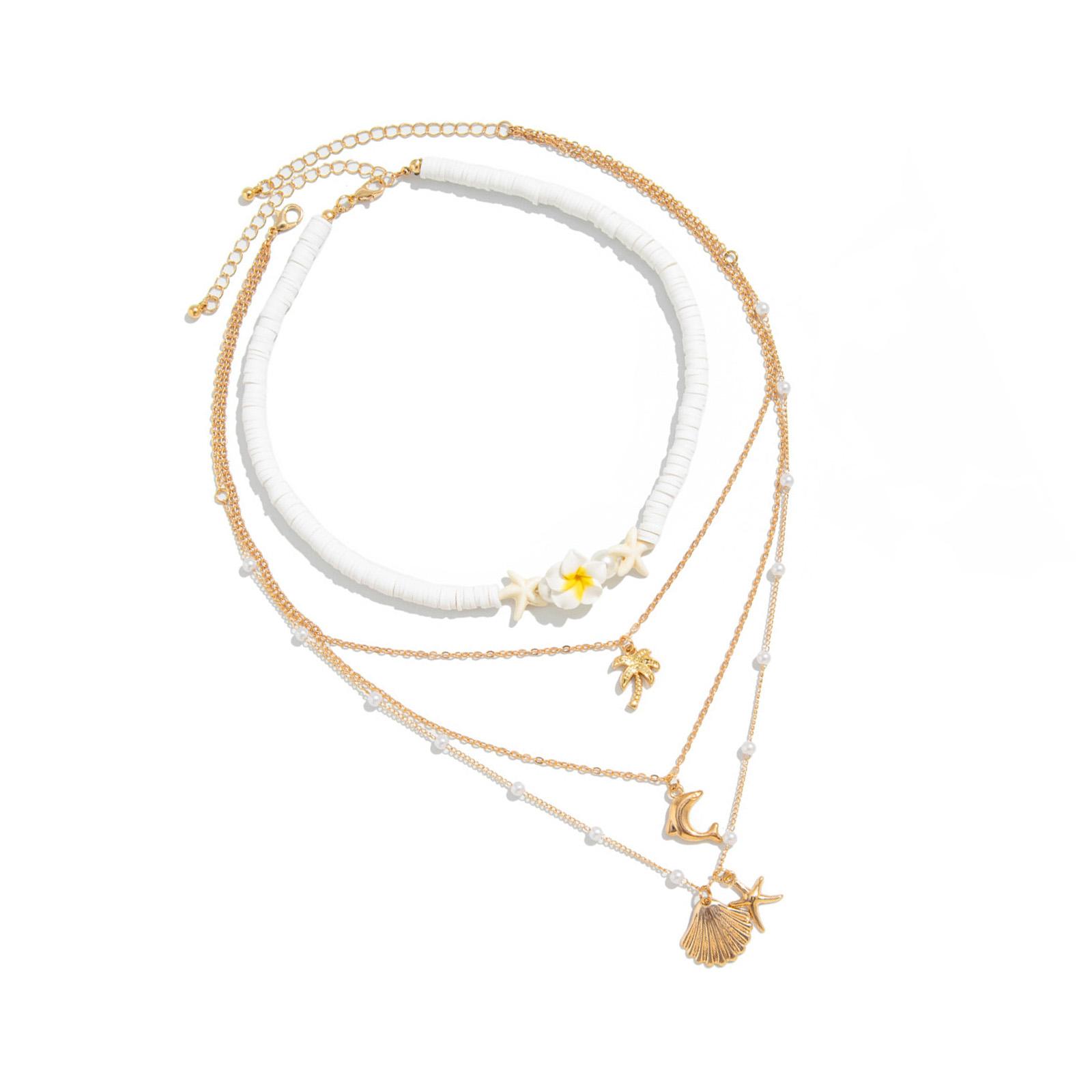 

Регулируемое ожерелье из мягких керамических бусин для женщин, легкая многослойная цепочка на шею, богемные натуральные пляжные украшения B