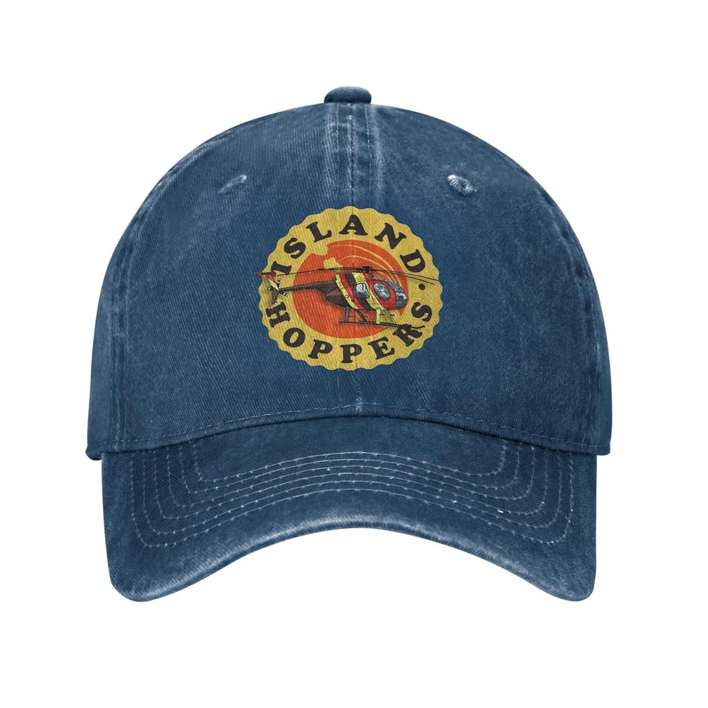 Island Hoppers Magnum Baseball Cap Retro Distressed Denim Washed Helicopter Charter Snapback Cap Outdoor Unstructured Hats