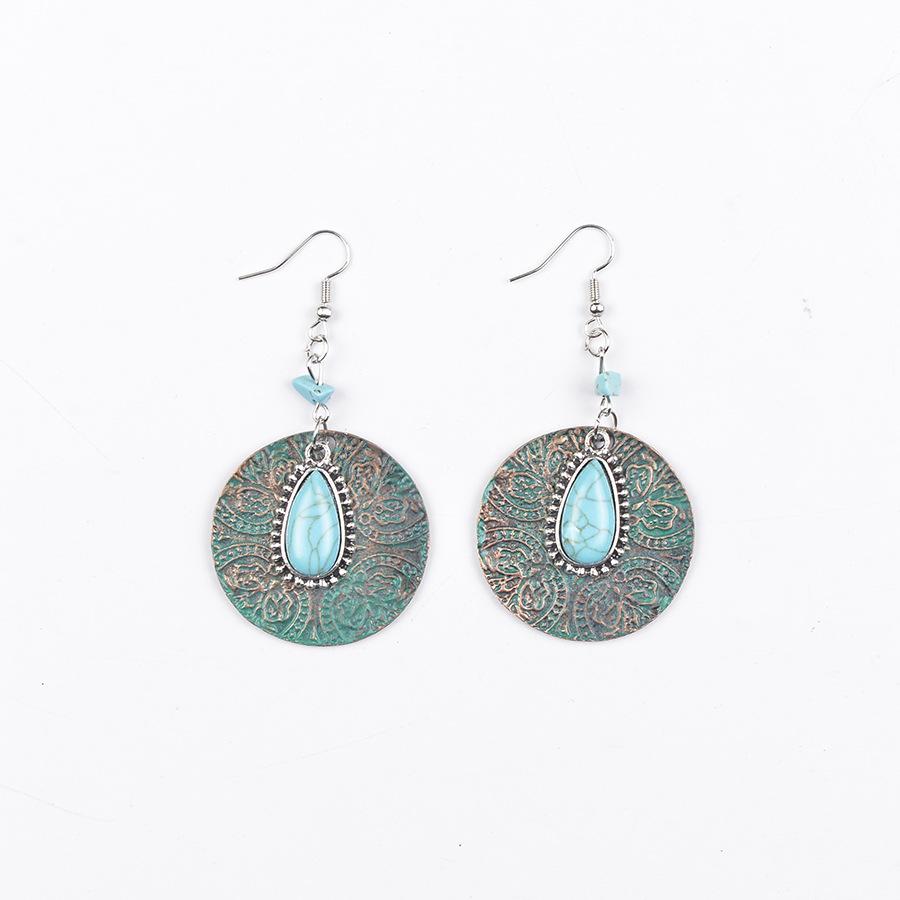 Retro Boho Style Double Layer Cross Pattern Earrings and Earrings for Women