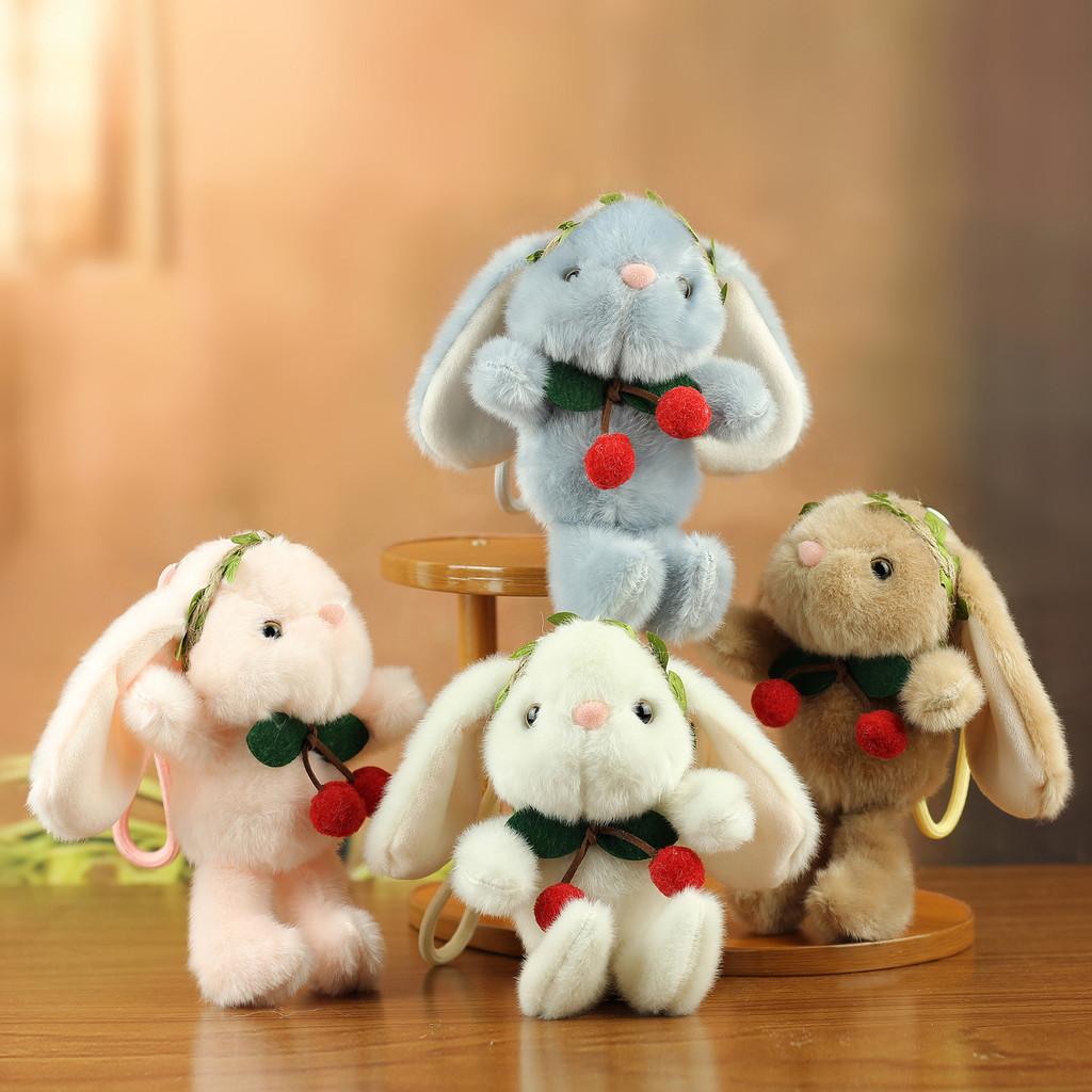 Plush Bunny Keychain Cartoon Stuffed Animal Toy For Students Backpack Decor
