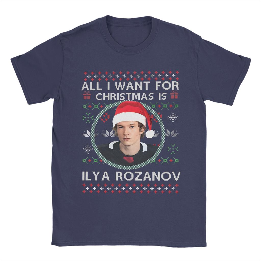 Heated Rivalry  T-Shirt Men All I Want for Christmas Is Ilya Rozanov  Cool 100% Cotton Tees Round Collar Short Sleeve T Shirts