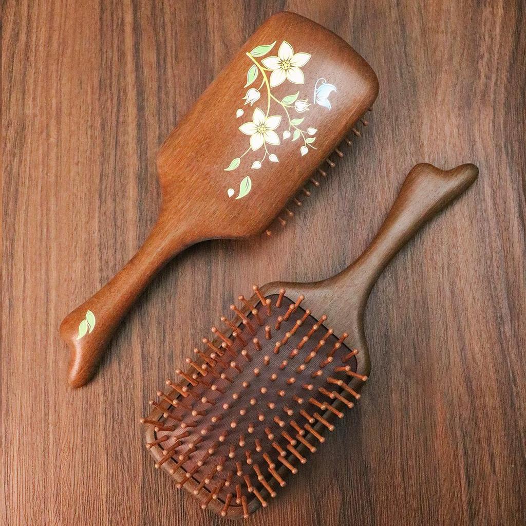 Natural Gold Sandalwood Air Cushion Hair Comb - Wooden Scalp Massage & Outdoor Gift Box