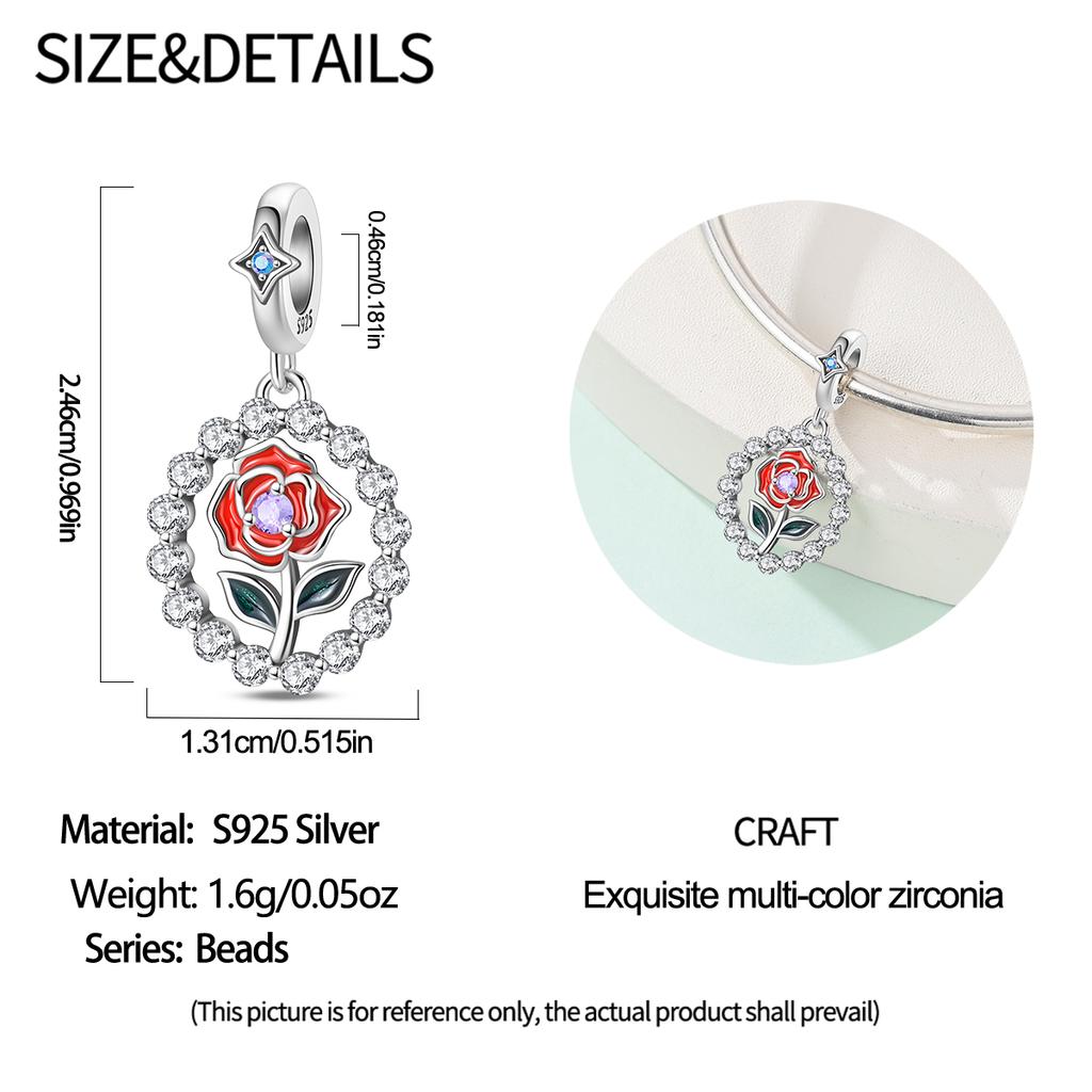 Copper Sweetheart Rose Red Air Balloon Beaded Love Charms Fit Original Bracelet Jewelry Making Women Gift