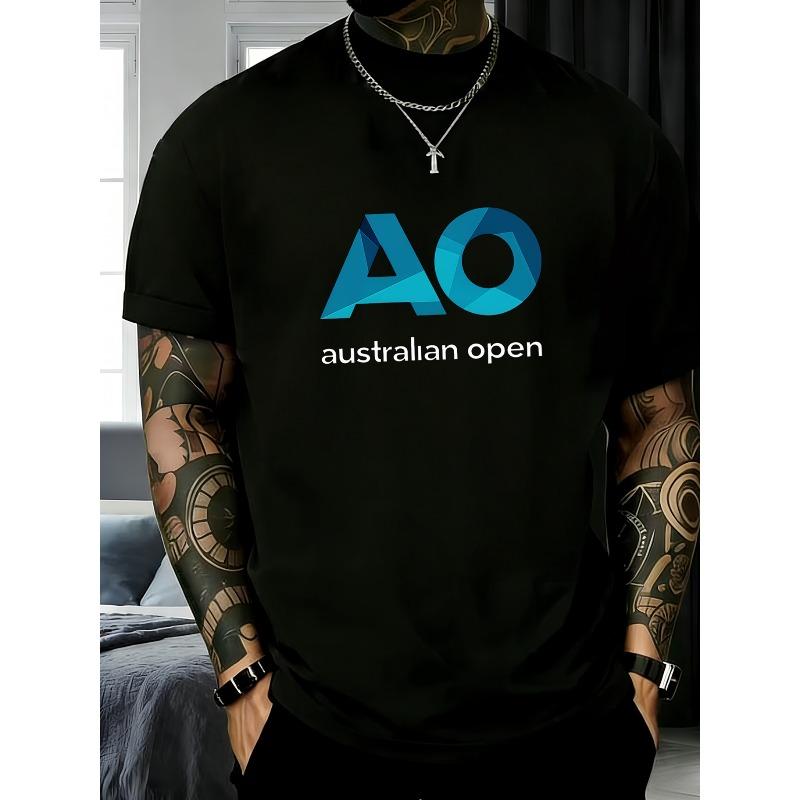 

European Size Trendy Sports Style T-Shirt • Tennis Competition Lettering • Skin-Friendly Soft • Casual Commuting Top S чёрный