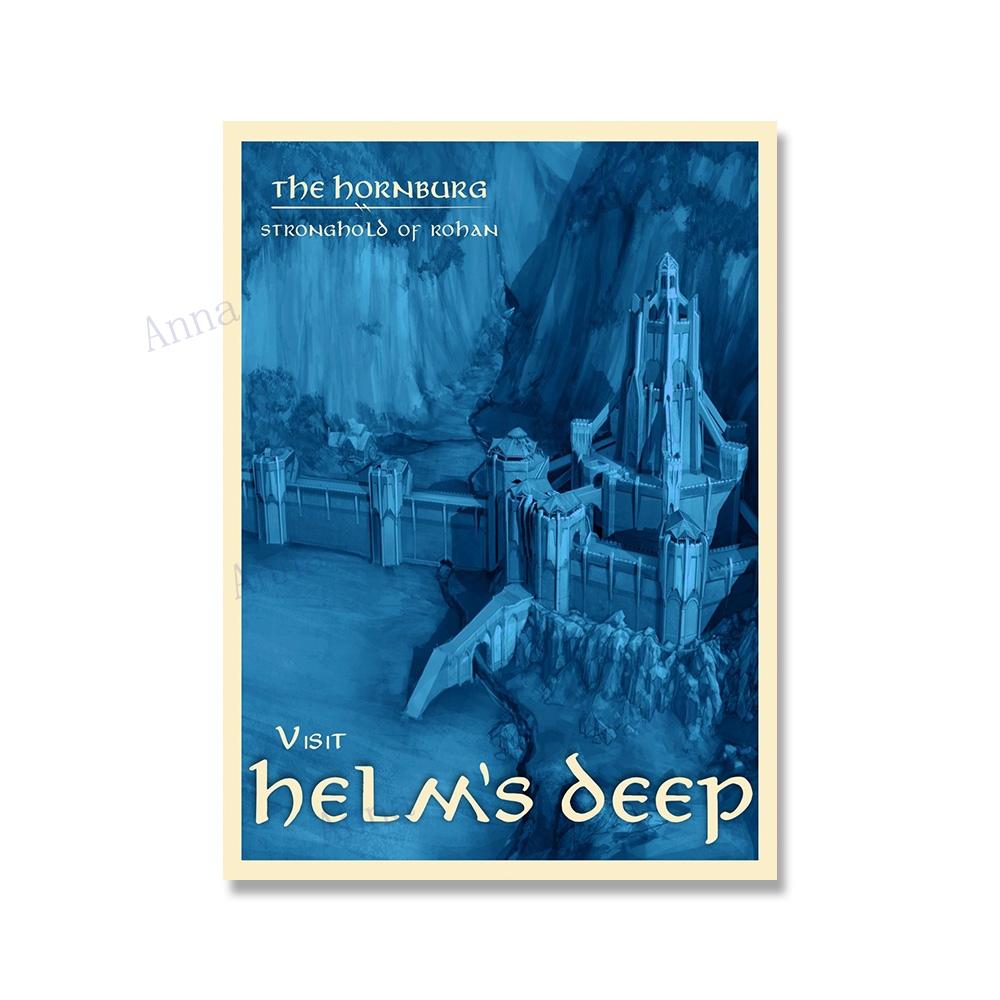 Canvas Painting Nordic Vintage Travel Poster and Prints Tolkien Middle Earth Landscape LOTR Art Wall Pictures Living Room Decor No Frame