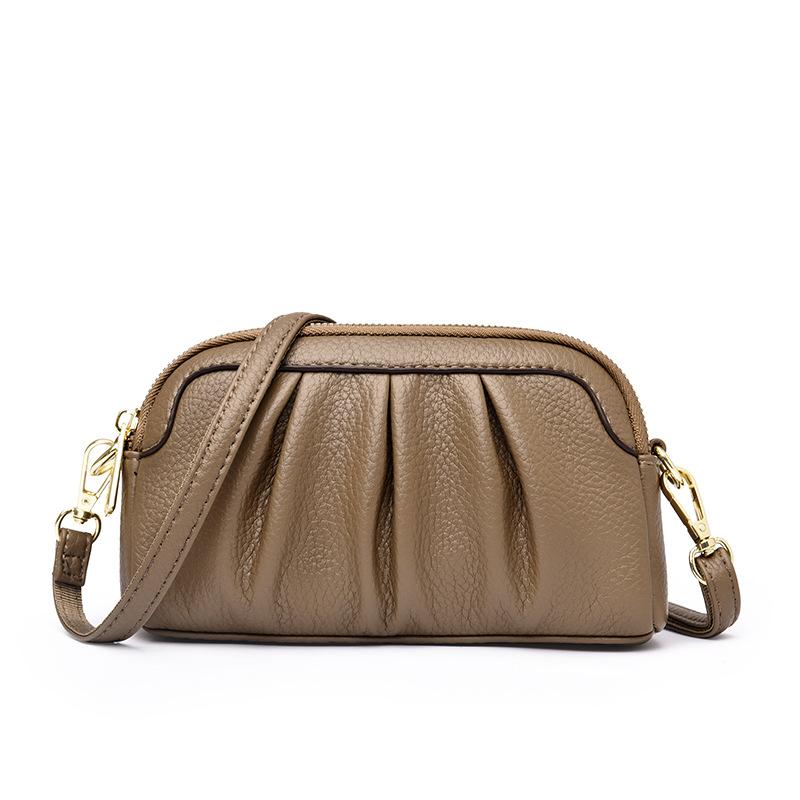 Small Square-shaped Lady's Lightweight Single-shoulder Pleated Mini Change Purse Mobile Phone Bag Shoulder Bag