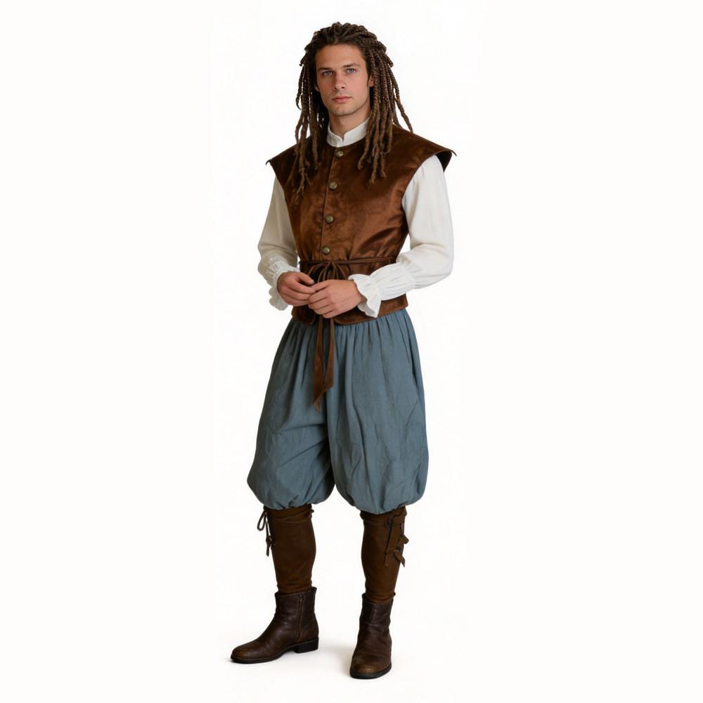 Renaissance Pirate Cosplay Outfit With Velour Material For Theatrical Events