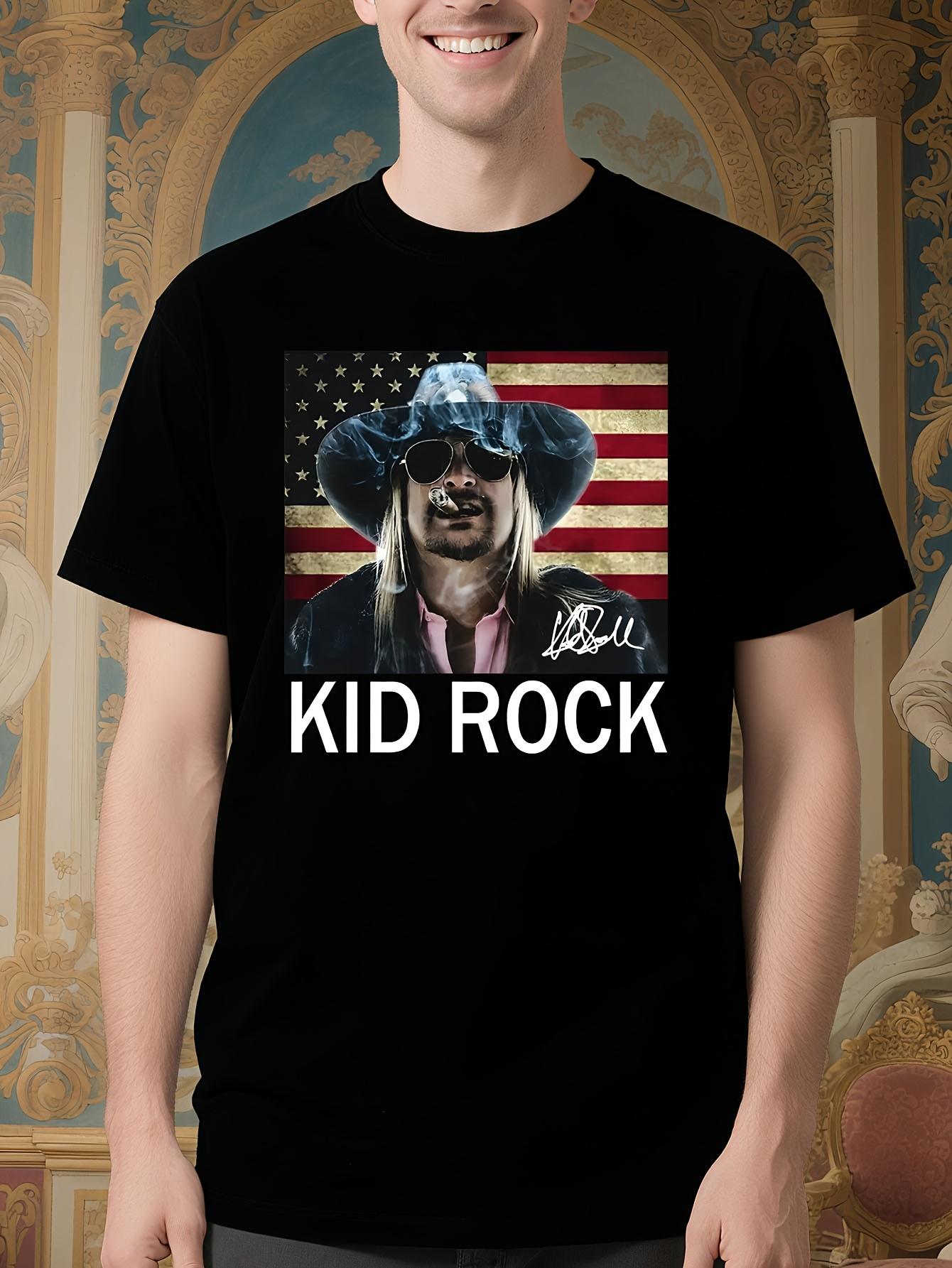 Patriotic Rock American Flag Graphic Tshirt - Black Cotto... L