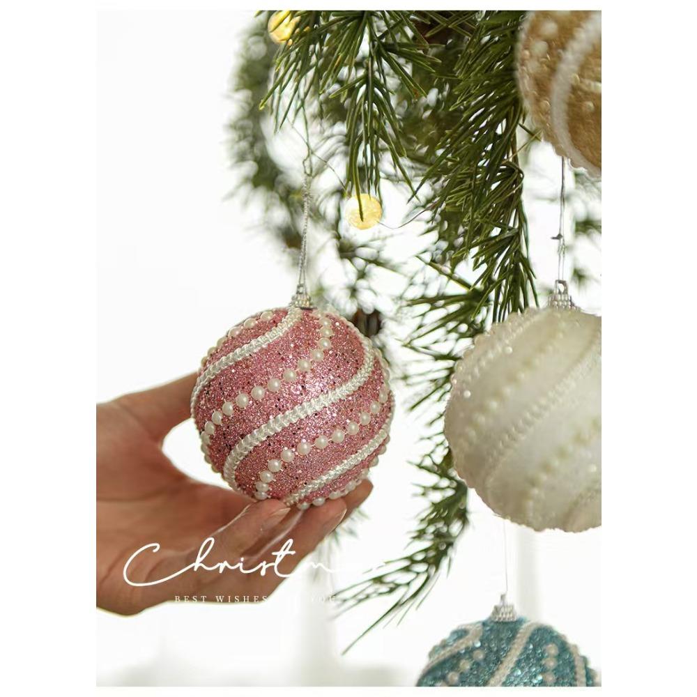 5 Pcs Red and White Christmas Tree Ornaments Christmas Ball Decorations 3.15 Inches Stripe Snowflake Tree Decoration for Home Indoor Outdoor