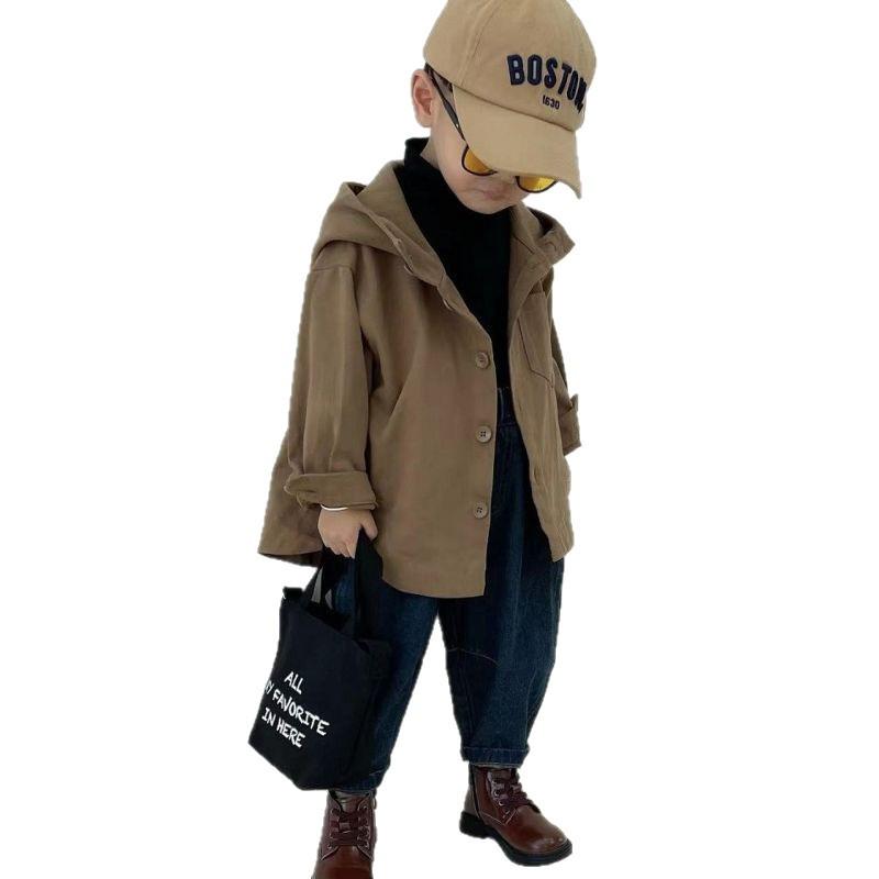Boys' Stylish Korean Hooded Windbreaker - New Spring/Autumn 2025 Jacket for Small & Medium Children
