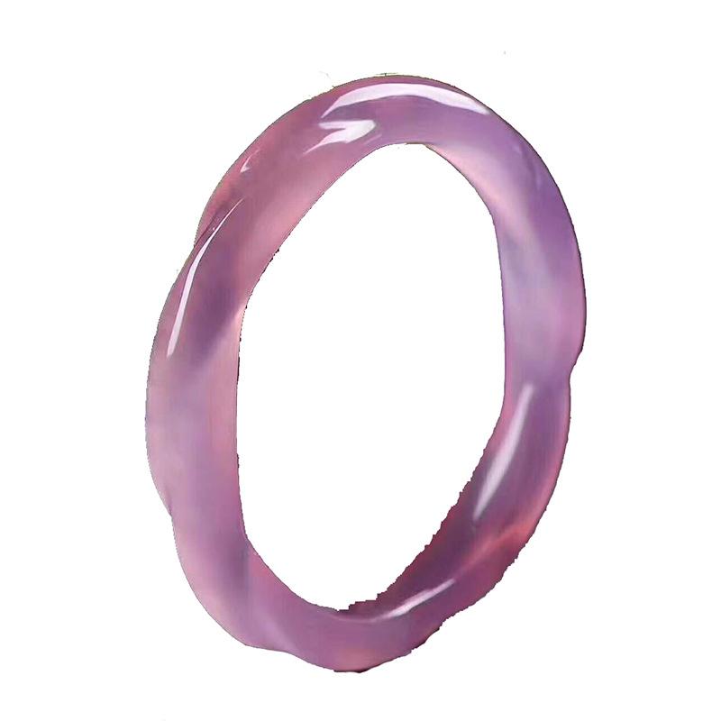15MM Natural Pink Chalcedony Bracelet Fashionable Charm Agate Bangle Jade Bracelet Women's Gift