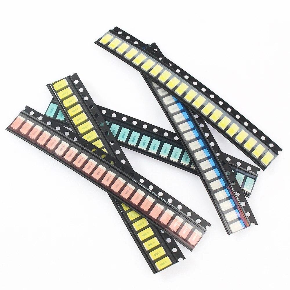 100PCS LEDs Diodes Kit 5730 SMD LED Beads Light Emitting Diode , Red Yellow Green Blue White 5 Color DIY Electronics Set
