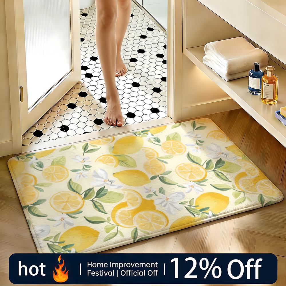 Soft Absorbent Non-Slip Rug Pattern lemon pattern Floor Mat Home Decor Doormat Bedroom Floor Mat Shower Carpet
