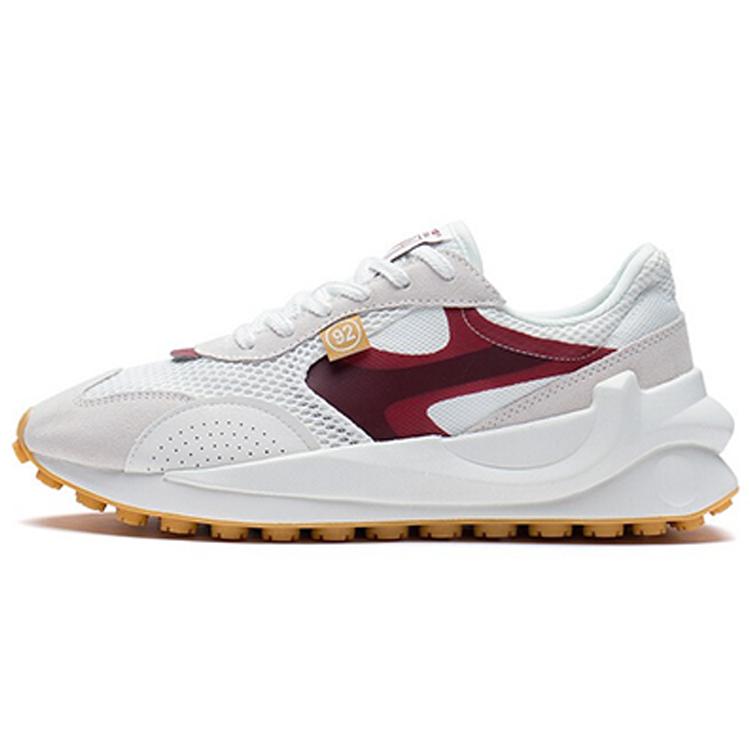 New LiNing Square Cushioning Breathable Low Top Sports Casual Shoes Women's White Red AGCS108-5
