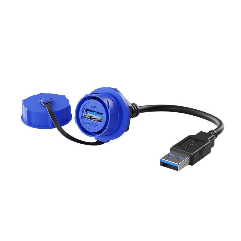 USB2.0 USB3.0 Screw Lock Waterproof USB Aviation Connector Socket Female To Male Industrial Data Extension Cable 0.3M 0.5M 1M