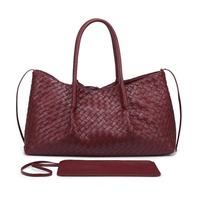 

Pure hand-woven tote bag women s high-end niche design dual-purpose child and mother bag single shoulder crossbody handbag 43*17.5*23cm бордовый