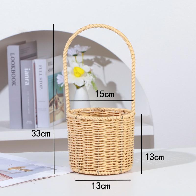 Handmade Imitation Rattan Picnic & Gift Basket with Iron Art Elements