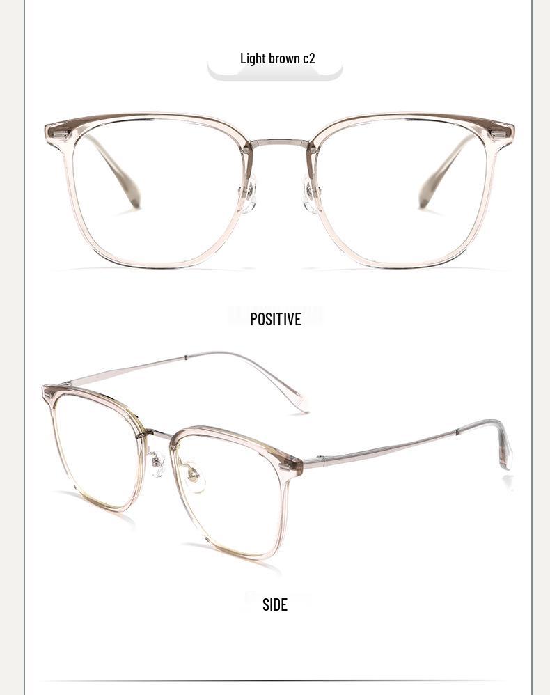 Danyang Fashion Tea-Colored Women's Large Face Myopia Pure Titanium Eyeglass Frame F15838L