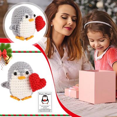 Handgemachte Pinguinpuppe Positive Energie Gestrickter Pinguin Weihnachtsraumschmuck Geschenke Dekoration Q1S9