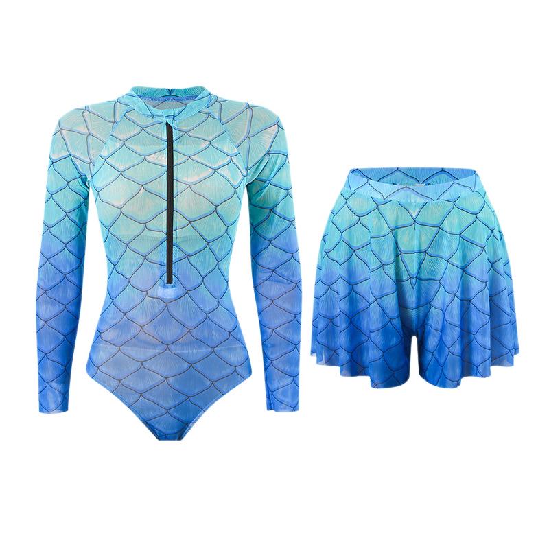 Women's Long Sleeve Swimwear Bikini Set with Sun Protection - European & American Style