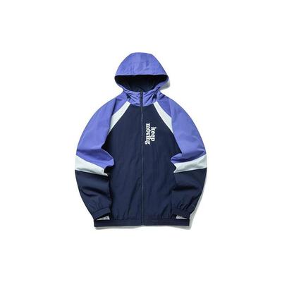 Anta Life Series Alphabet Print Zip Hooded Woven Jacket Unisex Jackets Grey Blue 952218641-2