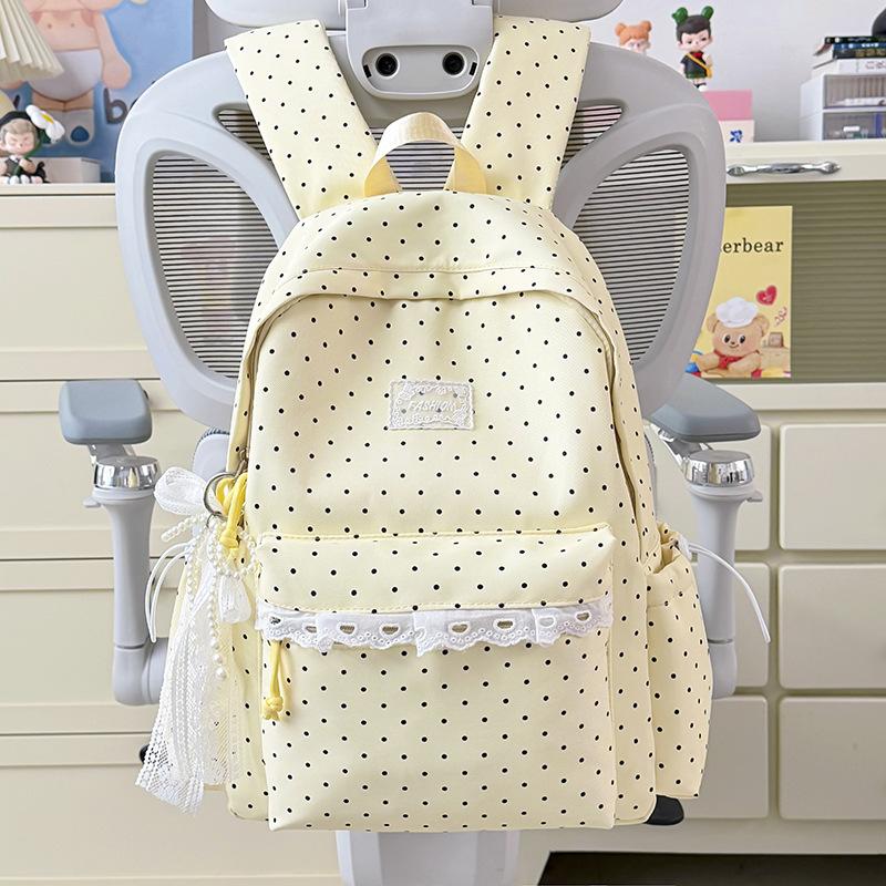 Schoolbag Korean Ins Polka Dot Backpack Cute Student High Value Large Capacity High School Student School Bag Mori Versatile Backpack