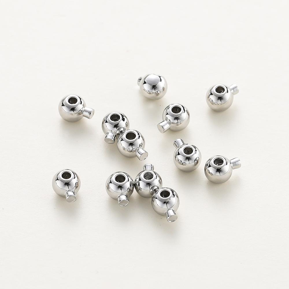 20pcs Positioning Clasp 14K 18K Gold Plated Crimp Snap Button Bracelet Necklace Fastener Ball End Cap For DIY Jewelry Findings