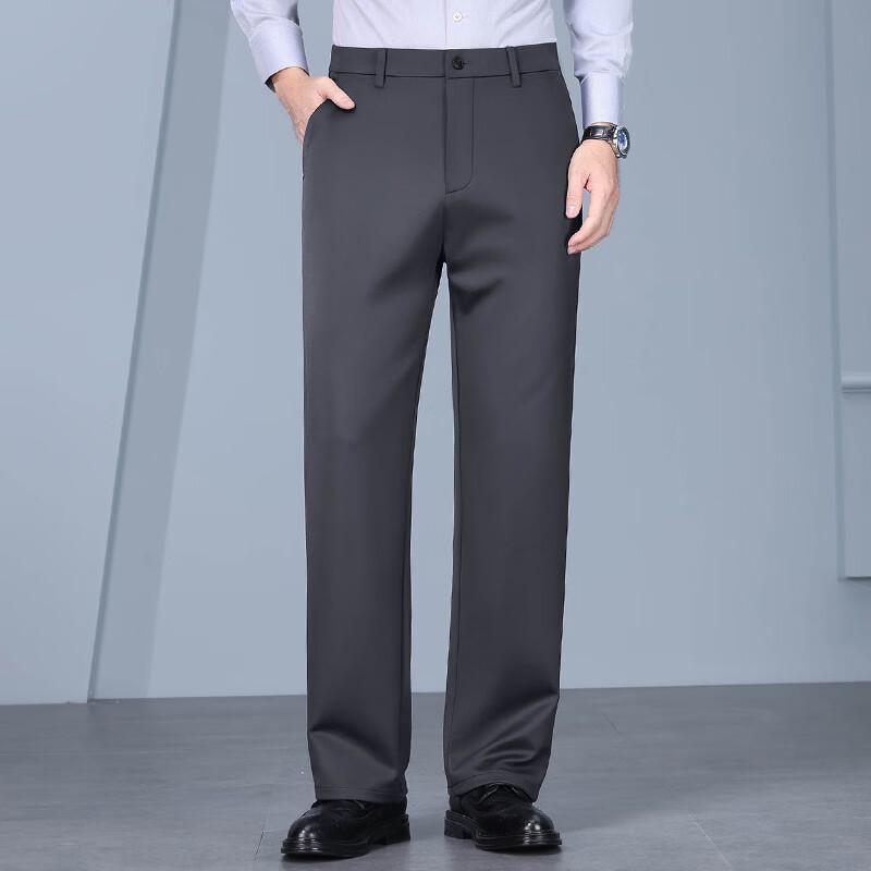 Men's Wool-Silk Blend Thickened Straight-Leg Trousers