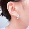 New Fashionable Smooth Silver Curved Moon Compact Commuter Earrings Women'S Fashion Inlaid Pearl Stud Earrings 691