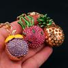 Cartoon Simulation Fruit Keychain Enamel Metal Key Rings New Fruit Bag Pendant Keychain  Jewelry